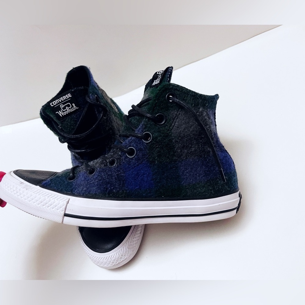 Woolrich & Converse Wool Plaid High-Top Sneakers Casual Rare Cool Skater Style